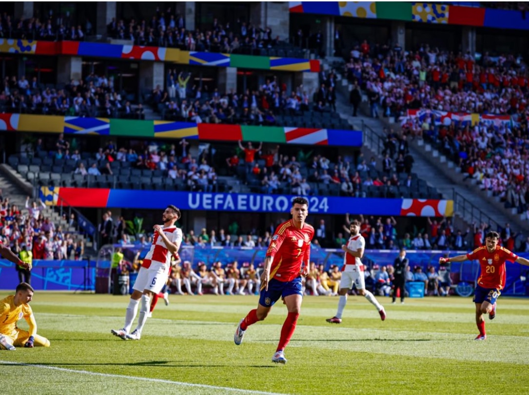 Morata in gol durante Spagna Croazia